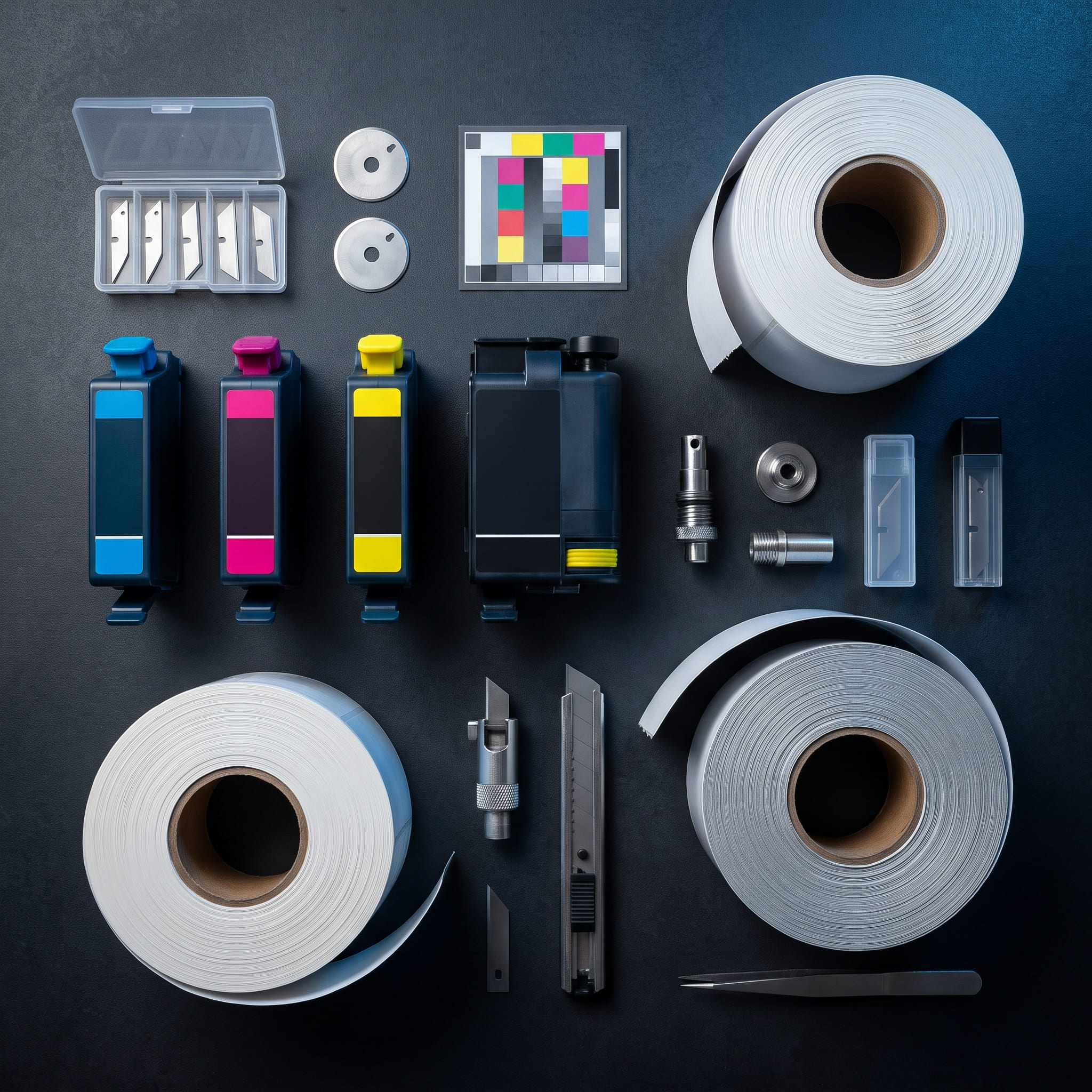 Consumibles para impresión digital — tintas, cuchillas y materiales originales de marca